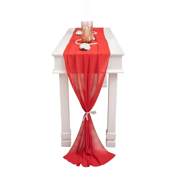 Elegant Red Chiffon Table Runner – 10ft Long, Sheer & Lightweight Fabric for Weddings, Parties, and Event Decor - Image 3