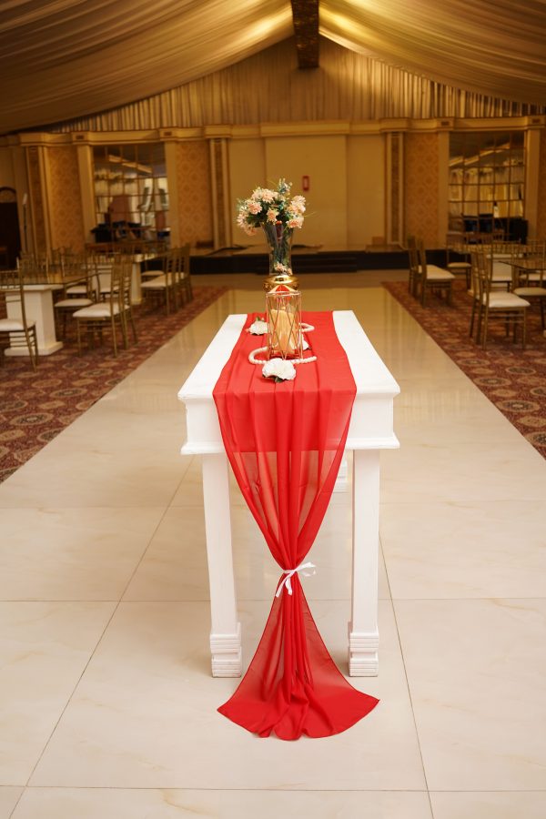 Elegant Red Chiffon Table Runner – 10ft Long, Sheer & Lightweight Fabric for Weddings, Parties, and Event Decor - Image 2
