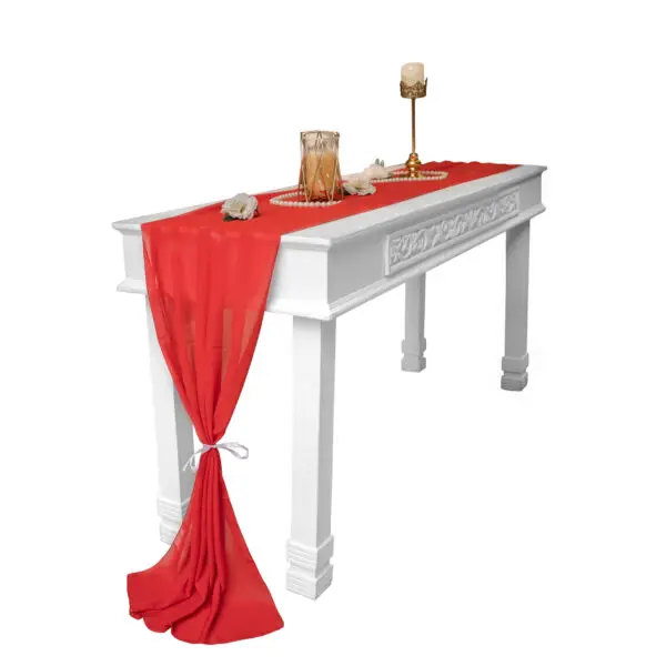 Elegant Red Chiffon Table Runner – 10ft Long, Sheer & Lightweight Fabric for Weddings, Parties, and Event Decor